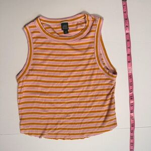 wild fable Pink and Mustard Striped Ribbed Tank Size M Y2K